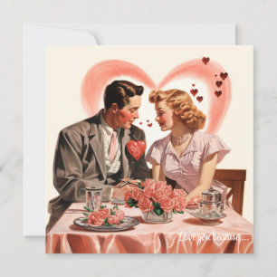 Cartes Pour Fêtes Annuelles Amour rétro couple coeur rouge Valentine