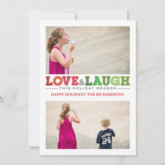 Cartes Pour Fêtes Annuelles Amour + Rire x2 (Devant)