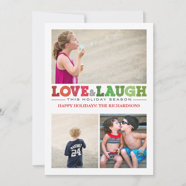 Cartes Pour Fêtes Annuelles Amour + Rire x3 (Devant)