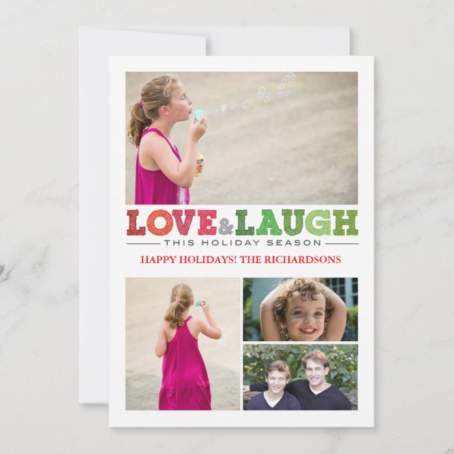 Cartes Pour Fêtes Annuelles Amour + Rire x4 (Devant)