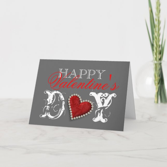 Cartes Pour Fêtes Annuelles Amour romantique du coeur "Heureuse Sainte-Valenti (Devant)