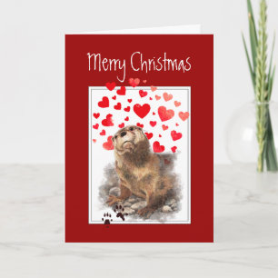 Cartes Pour Fêtes Annuelles Amour Romantique Joyeux Noël, mignonne animal Otte