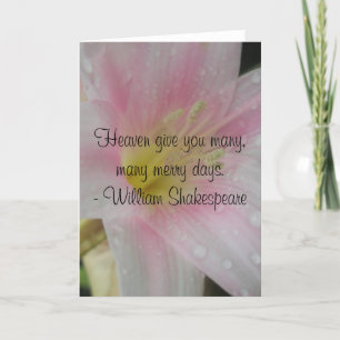 Cartes Pour Fêtes Annuelles Amour rose mariage citation de Shakespeare