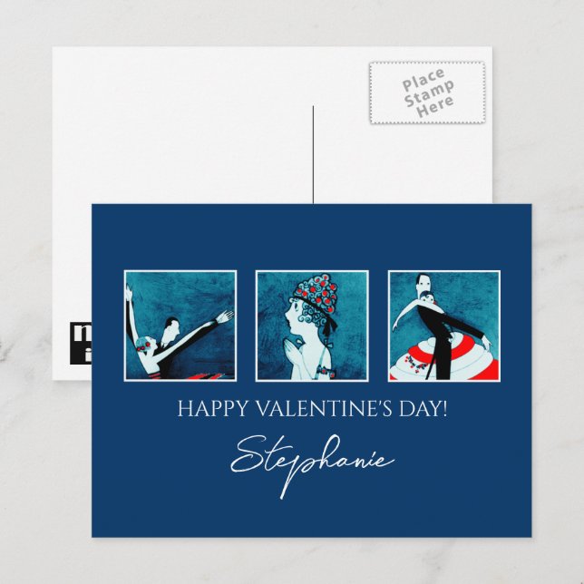Cartes Pour Fêtes Annuelles Amour. Saint Valentin Art déco (Devant / Derrière)