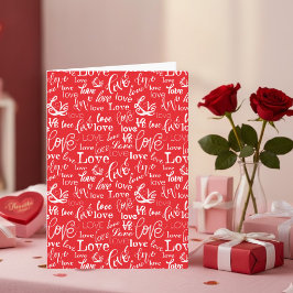 Cartes Pour Fêtes Annuelles Amour typographie rouge blanc motif Joyeuse Saint-