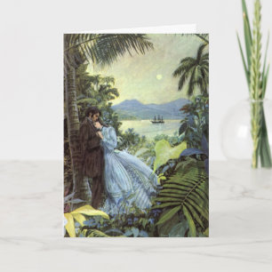 Cartes Pour Fêtes Annuelles Amour vintage et Romance, Vue Tropicale romantique