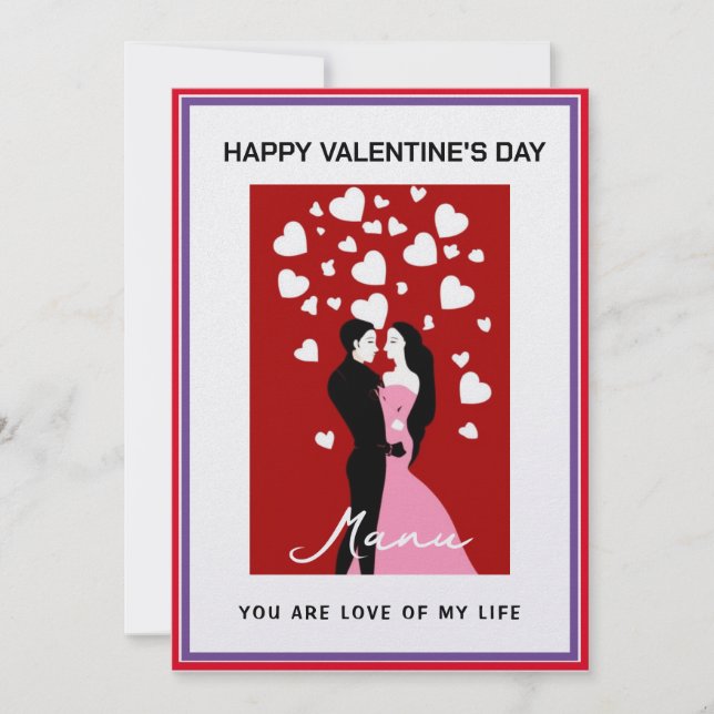 Cartes Pour Fêtes Annuelles amoureux Couple Anniversaire personnalisé Saint Va (Devant)