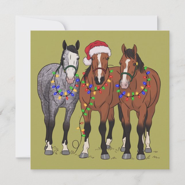 Cartes Pour Fêtes Annuelles Amoureux de chevaux Noël Ferme Animale Amoureux de (Devant)