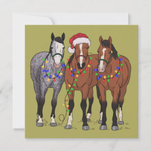 Cartes Pour Fêtes Annuelles Amoureux de chevaux Noël Ferme Animale Amoureux de