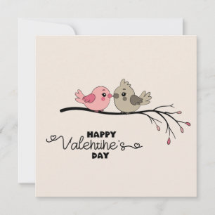 Cartes Pour Fêtes Annuelles Amoureux de dessins animés mignons sur une branche