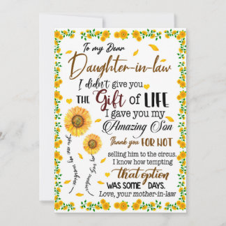 Cartes Pour Fêtes Annuelles Amoureux de la fille | À ma belle-fille