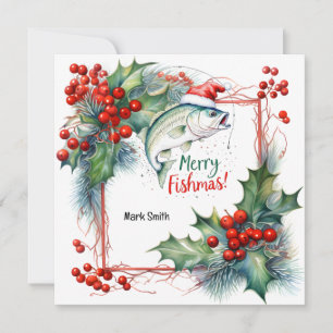 Cartes Pour Fêtes Annuelles Amoureux de la pêche thème de Noël