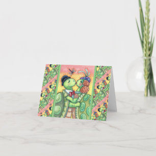 CARTES POUR FÊTES ANNUELLES AMOUREUX DE TORTUES S'EMBRASSANT, AMOUREUX DE TARP