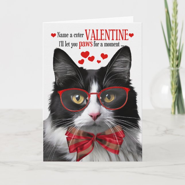 Cartes Pour Fêtes Annuelles Amoureux des chats de Tuxedo Valentine Feline Humo (Devant)