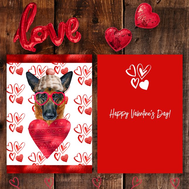 Cartes Pour Fêtes Annuelles Amoureux des chiens berger allemand Valentine Cade (Créateur téléchargé)