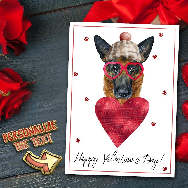 Cartes Pour Fêtes Annuelles Amoureux des chiens berger allemand Valentine Cade (Créateur téléchargé)
