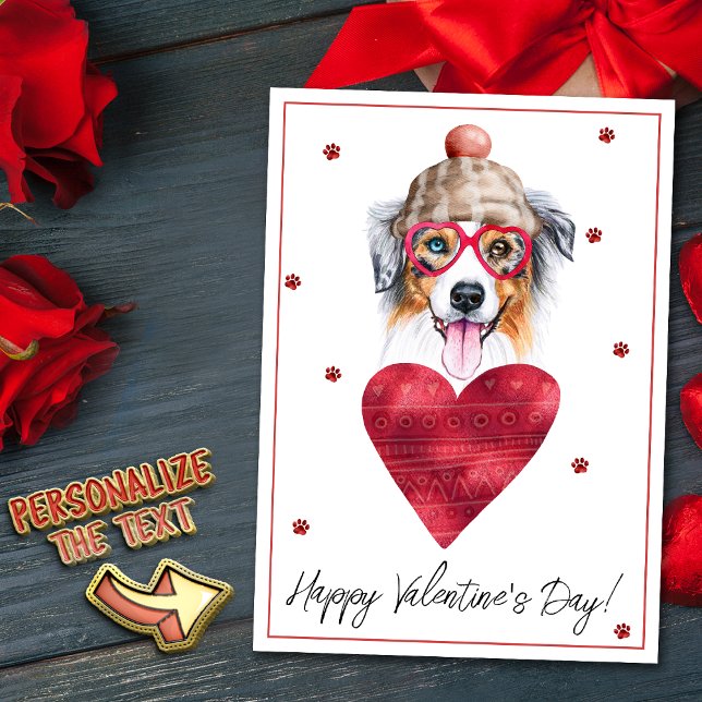 Cartes Pour Fêtes Annuelles Amoureux des chiens berger australien Valentine Ca (Créateur téléchargé)