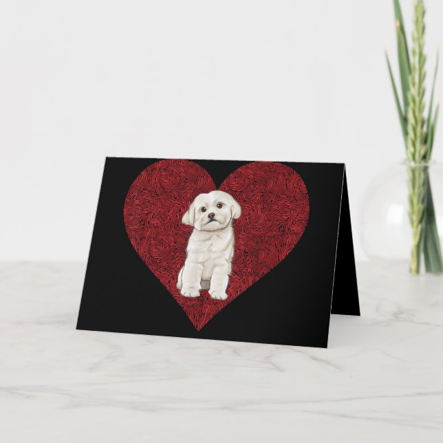 Cartes Pour Fêtes Annuelles Amoureux des chiens | Love Heart Fingerprint Malte (Devant)