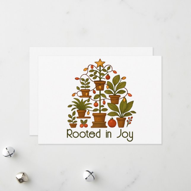 Cartes Pour Fêtes Annuelles Amoureux des plantes festives Salutations de vacan (Devant/Arrière en situation)