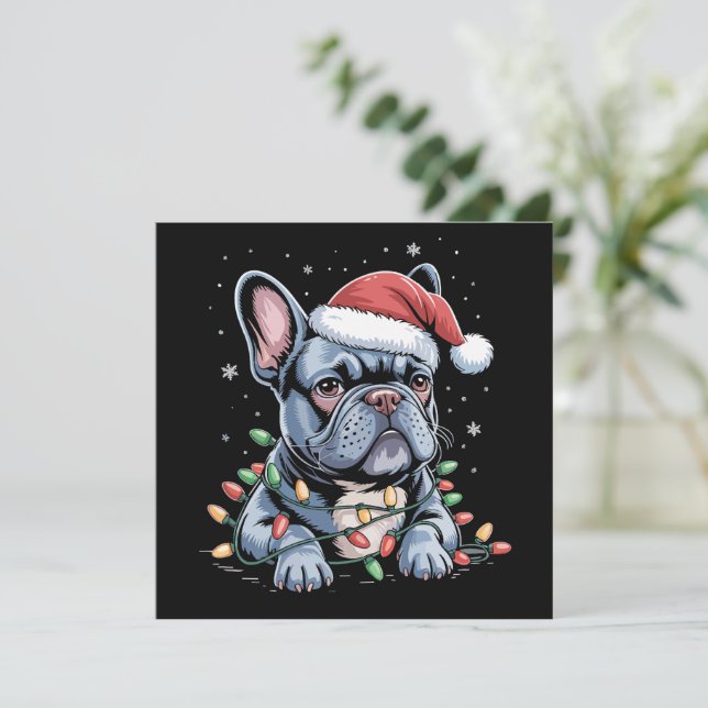 Cartes Pour Fêtes Annuelles Amoureux du Bouledogue Français Frenchie Chapeau d (Debout devant)