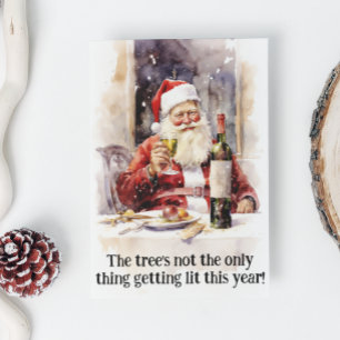Cartes Pour Fêtes Annuelles Amoureux du vin de père Noël amusant