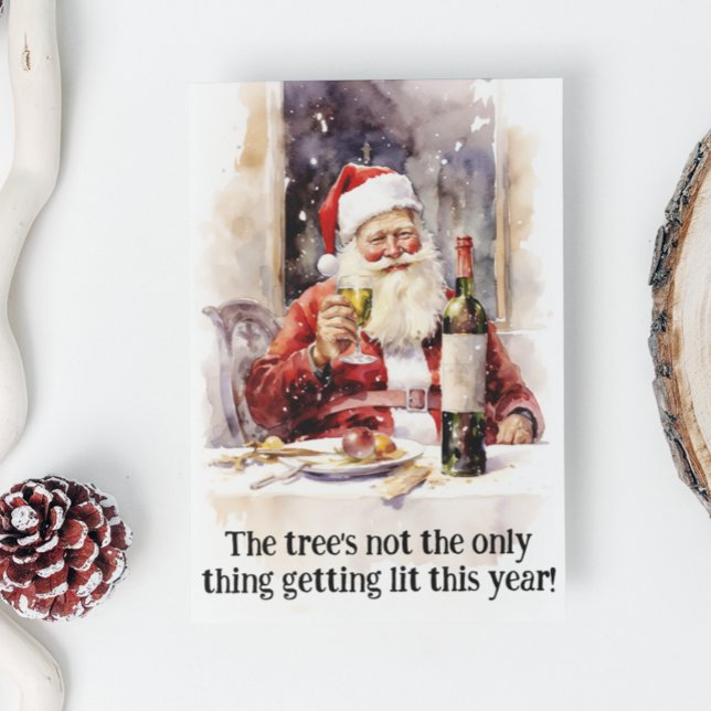 Cartes Pour Fêtes Annuelles Amoureux du vin de père Noël amusant (Créateur téléchargé)