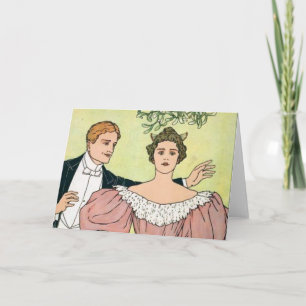 Cartes Pour Fêtes Annuelles Amoureux sous le gui