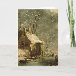 Cartes Pour Fêtes Annuelles Amsterdam, scène d'hiver, XVIIème siècle