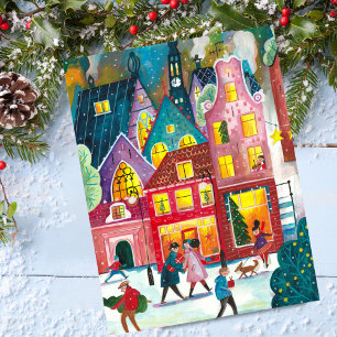 Cartes Pour Fêtes Annuelles Amsterdam ville dans la neige illustration Noël