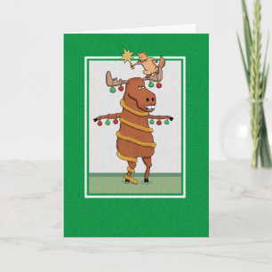 Cartes Pour Fêtes Annuelles Amusant arbre de Noël d'orignal