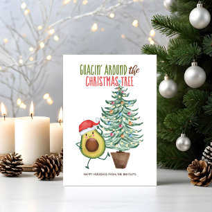 Cartes Pour Fêtes Annuelles Amusant Avocado Père Noël Guacin' autour de l'arbr