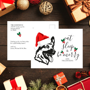 Cartes Pour Fêtes Annuelles Amusant berger allemand Santa Hat Script Noël