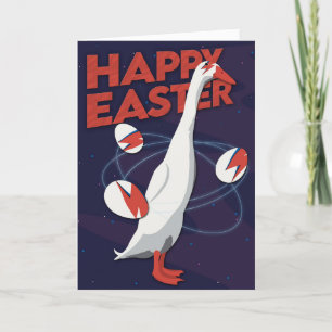 Cartes Pour Fêtes Annuelles Amusant Canard blanc mince Oeuf de l'espace de Pâq