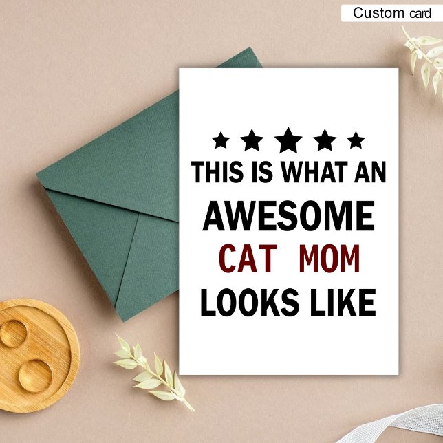 Cartes Pour Fêtes Annuelles Amusant Chat Awesome Maman / Amoureux des chats te (Funny Awesome Cat Mom / Cat Lover Trendy Holiday Card)