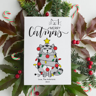 Cartes Pour Fêtes Annuelles Amusant de chat arbre animal de compagnie Joyeux C