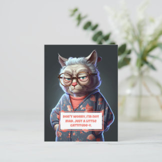 Cartes Pour Fêtes Annuelles Amusant et mignon chat Vieux Lady
