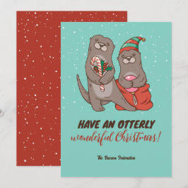 Cartes Pour Fêtes Annuelles Amusant jeu de Otter Pun hiver Joyeux Noël