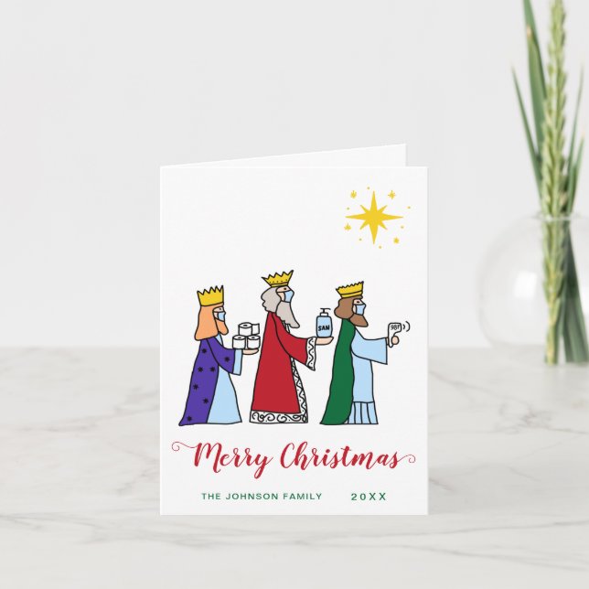 Cartes Pour Fêtes Annuelles Amusant Joyeux Noël Trois Rois Salutation (Devant)