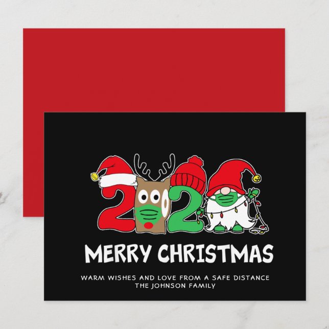 Cartes Pour Fêtes Annuelles Amusant Joyeux Quarantine Noël 2021 Salutation (Devant / Derrière)