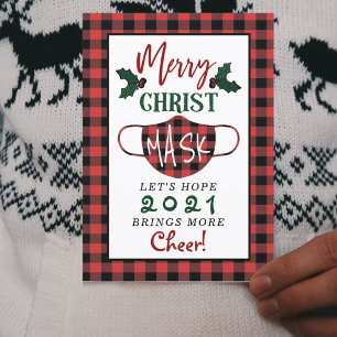 Cartes Pour Fêtes Annuelles Amusant "Merry Christ Masque" moderne