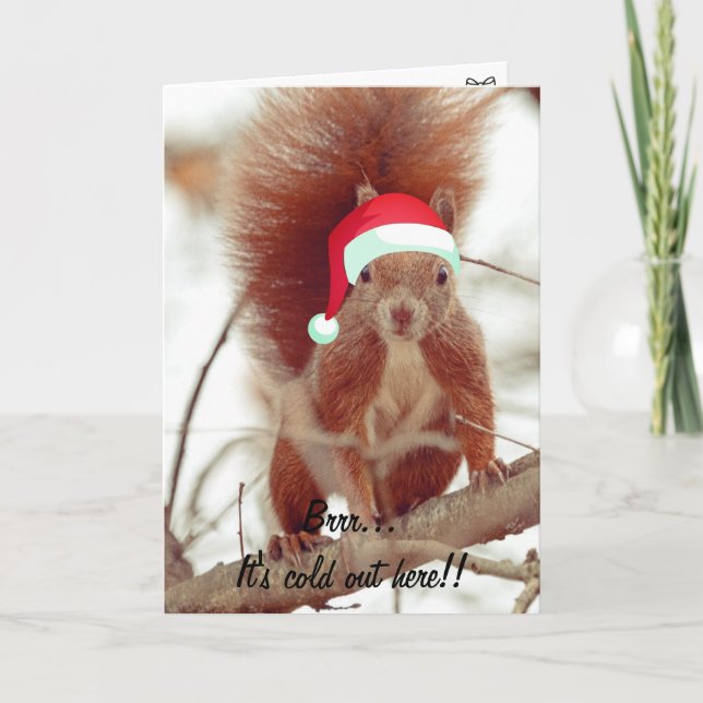 Cartes Pour Fêtes Annuelles Amusant mignon écureuil Joyeux Noël (Devant)