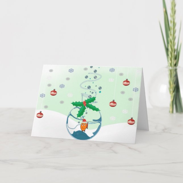 Cartes Pour Fêtes Annuelles Amusant mignon poisson animal de compagnie dans un (Devant)