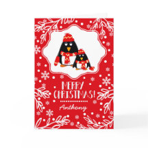 Amusant Petit Pingouins Nom personnalisé Noël