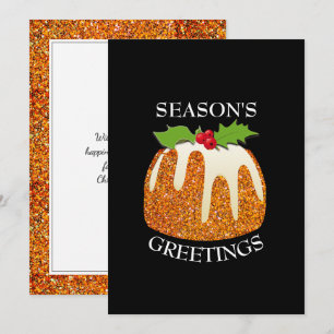 Cartes Pour Fêtes Annuelles Amusant Pudding de Noël Orange PARTIES SCINTIL
