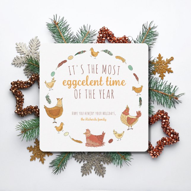 Cartes Pour Fêtes Annuelles Amusant Pun de poulet Carré Noël Photo (Créateur téléchargé)
