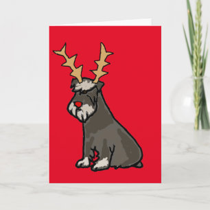Cartes Pour Fêtes Annuelles Amusant Schnauzer avec Reindeer Antlers Noël