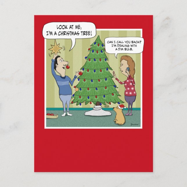 Cartes Pour Fêtes Annuelles Amusante ampoule Dim de sapin de Noël (Devant)