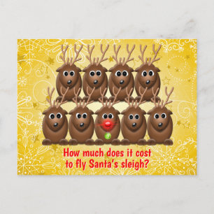 Cartes Pour Fêtes Annuelles Amusante plaisanterie Sleigh Père Noël Reindeer No
