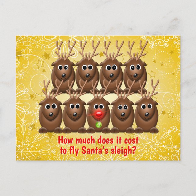 Cartes Pour Fêtes Annuelles Amusante plaisanterie Sleigh Père Noël Reindeer No (Devant)