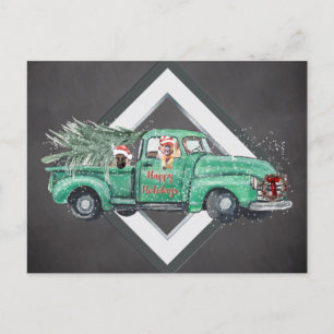 Cartes Pour Fêtes Annuelles Amusants bergers allemands en Vintage Truck Holida